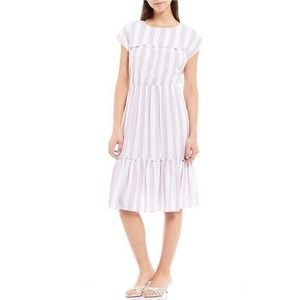 Cremieux Lavender Striped Christy Ruffle Midi Dress M NWT